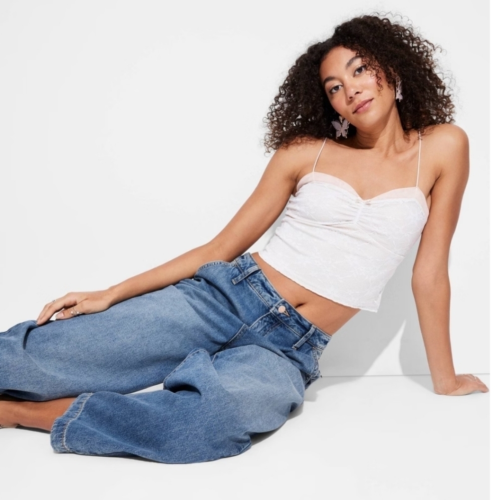 Women's Lace Tank Top - Wild Fable White XXS